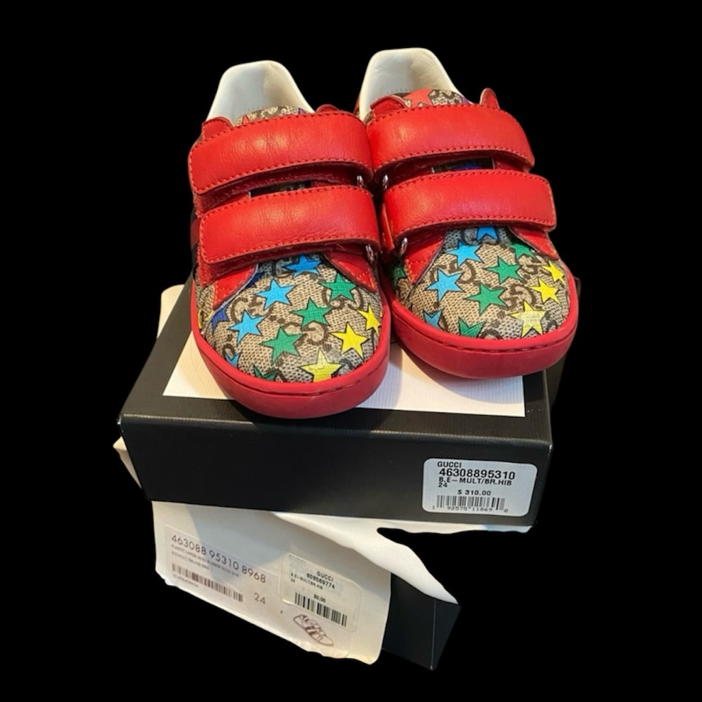 Gucci Kids Sneakers - Red And Multicolor Stars Size 24